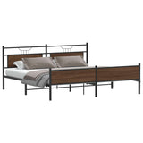 Metal Bed Frame without Mattress Brown Oak 200x200 cm 3325139