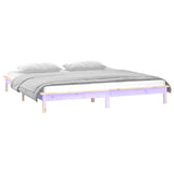 LED Bed Frame without Mattress 160x200 cm Solid Wood 820616