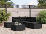 6 Piece Garden Sofa Set with Cushions Black Poly Rattan 3217725