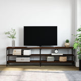 TV Cabinet Brown Oak 180x30x50 cm Engineered Wood and Metal 826758