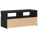 TV Cabinet with LED Black Oak 90 x 35 x 40 cm Engineered Wood 862554