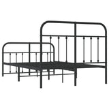 ZNTS Metal Bed Frame without Mattress with Footboard Black 120x190cm 352593
