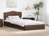 Storage Bed with Drawer Brown Oak 100 x 200 cm Engineered Wood 3413130