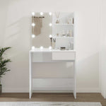 Dressing Table with LED High Gloss White 74.5x40x141 cm 808807