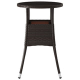 Garden Table 60x75 cm Tempered Glass and Poly Rattan Brown 310599