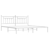 Bed Frame White Steel Double Bed Frame Rectangular Industrial 353593