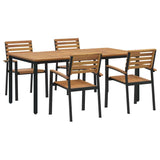 Garden Dining Set 5 pcs Black Solid Acacia Wood 3284401