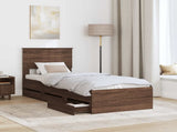 Bed Frame with Drawer Brown Oak 75 x 190 cm Engineer Wood 3410762