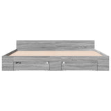 Bed Frame with Drawers without Mattress Grey Sonoma 200x200 cm 3280725
