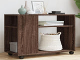 Side Table with Wheels Brown Oak 70x35x60 cm Engineered Wood 853152