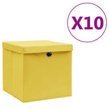 Storage Boxes with Covers 10 pcs 28x28x28 cm Yellow 325226