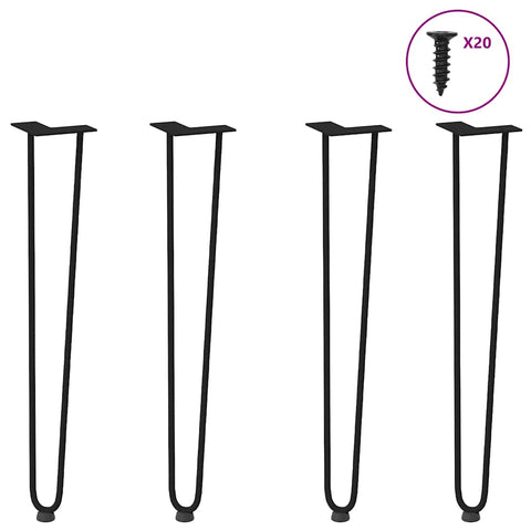 ZNTS Hairpin Table Legs 4 pcs Black 72 cm Solid Steel 4012424