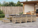 13 Piece Garden Dining Set with Cushions Beige Poly Rattan 3210804