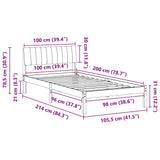 Bed frame Brown and dark grey 100 x 200 cm Solid pine wood 878700