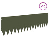 Lawn Edging 10 pcs 103 x 30 cm Steel Olive Green 8008412