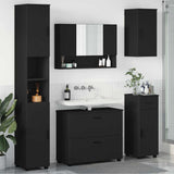 Bathroom Furniture Set 5 pcs Black Engineered Wood and Metal 3393074