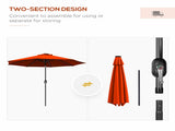 2.7m Outdoor Patio Garden Umbrella Parasol with Tilt Crank and 24 LEDs Lights, Orange T3398P318740
