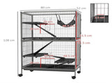 Small Animal Cage for Chinchilla Ferret Kitten on Wheels with Hammock Removable Tray, Grey T3398P350035