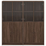 Bookcase with Doors Brown Oak 136x37x142 cm Engineered Wood 3206530