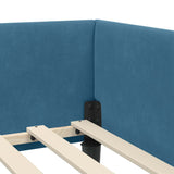 Corner Bed Frame Blue 100 x 200 cm Velvet and Engineered wood 42016163