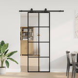 Sliding Door with Hardware Set Black 76x205 cm ESG Glass 3375908