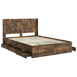Bed Frame with Storage and Headboard Smoked Oak 140 x 200 cm 3413945