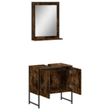 2 Piece Bathroom Cabinet Set Smoked Oak Engineered Wood 3214336