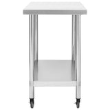 ZNTS Kitchen Work Table with Wheels 100x30x85 cm Stainless Steel 51637