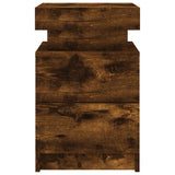 Bedside Cabinet with LED Lights Smoked Oak 35x39x55 cm 836757