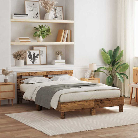 Bed Frame with Headboard Old wood 140 x 190 cm Engineered wood 3333951