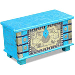 ZNTS Storage Chest Blue Mango Wood 80x40x45 cm 243332