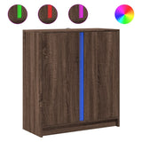 Sideboard with LED Brown Oak 77x34x85 cm Engineered Wood 852137