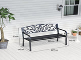 2 Seater Metal Garden Park Bench Porch Outdoor Furniture Patio Chair Seat Black UK T3398P325172
