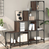Bookcase Brown Oak 122x30x132 cm Engineered Wood and Metal 845445