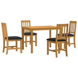 Dining Set 5 pcs Black Solid Oak Wood 3430237