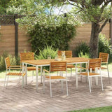 Garden Dining Set 7 pcs Solid Acacia Wood and Stainless Steel 3334779