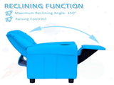 Kids Recliner Chair, PU Leather with Adjustable Backrest, Footrest, Padded Headrest, Blue T3398P348592