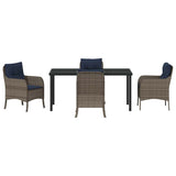 Garden Dining Set with Cushion 5 pcs Grey Poly Rattan 3380193