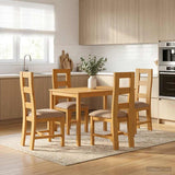 Dining Set 5 pcs Grey Solid Oak Wood 3430247