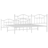 Metal Bed Frame without Mattress with Footboard White 200x200cm 353513