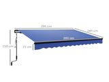 3 x 2.5m Electric Awning with LED Light and Remote Controller, Aluminium Frame DIY Retractable T3398P315947