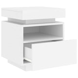 Bedside Cabinet with LED Lights White 40x39x48.5 cm 836784