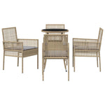 Garden Dining Set 5 pcs Beige Poly rattan 3334948