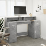 Desk with LED Lights Concrete Grey 140x55x91 cm Engineered Wood 3309423