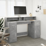Desk with LED Lights Concrete Grey 140x55x91 cm Engineered Wood 3309423