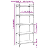 Bookcase 5-Tier Smoked Oak 60x30x154 cm Engineered Wood 837659