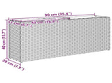 Garden Planter with 2 Pots Grey 90x20x40 cm Poly Rattan 366409