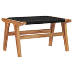 Sun Lounger with Footrest Solid Teak Wood and Rope 49368