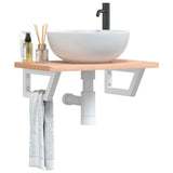 Basin Shelf Wall Mounted Steel and Solid Wood Beech 3302358