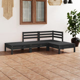 4 Piece Garden Lounge Set Black Solid Pinewood 3082621